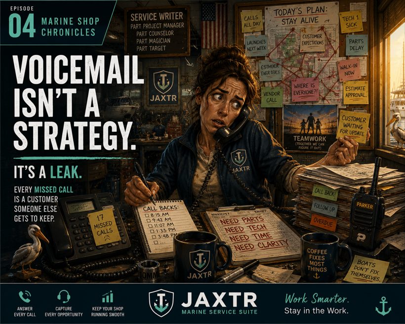 Marine Shop Chronicles — voicemail isn't a strategy, it's a leak.